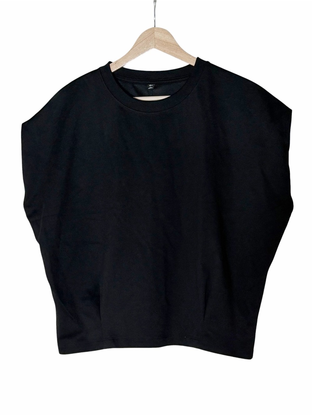 Uniqlo GU Black Dolman Sleeve Dry Waist Tuck T-Shirt Boxy Cropped Size L NWOT